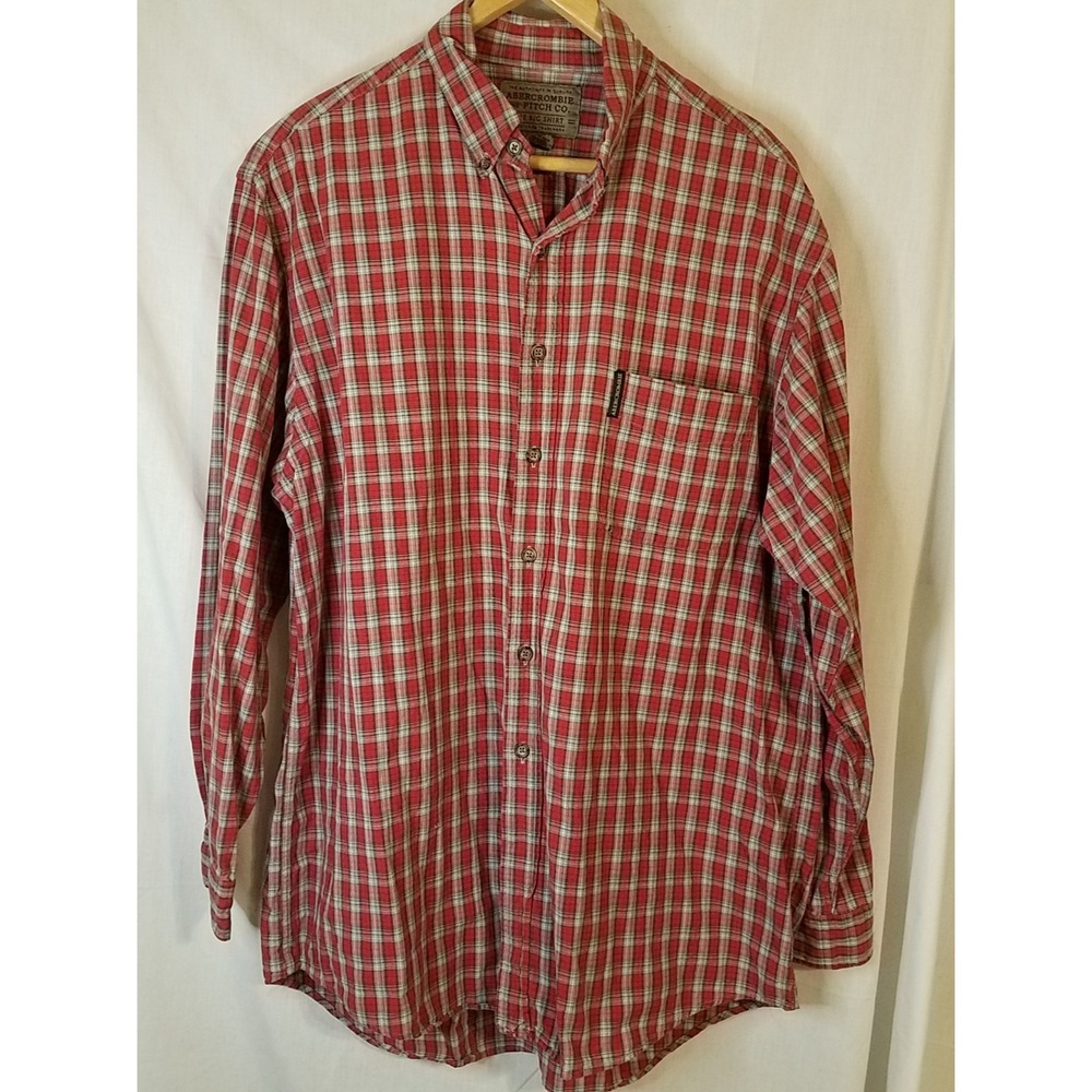 Vintage Abercrombie & Fitch Shirt Mens Medium The Big Shirt Country Clothes Red‎